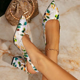 City Women's High-Heeled Sandals Women Fashion Multi-Color Pointy Thick Heel High-Heeled Sandals