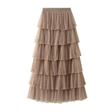 Yarn Half Skirt Long Girl 2025 New Spring And Autumn Super Fairy Layer Cake Skirt Skirt Over The Knee Dress