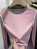 Zingj Advanced Cotton Color Round Collar Long Sleeve T Shirt Female 13 Line Design Sense Of Small Inside With The Bottom