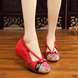 Zingj Not Include Shoe Box Single Shoes Full Size Inside Raised 5 Cm High Heels Embroidered Cloth Shoes Spring And Summer Women's