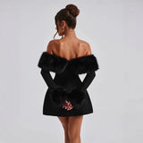 Autumn And Winter New Women's Fashion Temperament Sexy Hair Collar Shoulder Repair A-Word