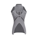 2025 New High-Collar Sleeveless Personality Irregular Hollow Design Senior Sense Of Women's Knitted