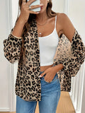 Elegant Leopard-Print Long-Sleeved Loose Shirt