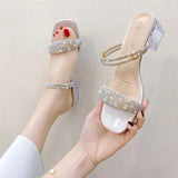 New Summer With High-Heeled Sandals Water Dew Toe Shows Coarse And High Square Head Lady Legs