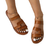Summer New Large Fashion Women's Shoes Flat Solid Color Casual Wear Cross Slippers