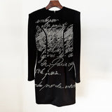Star High Street Fashion Heavy Industry Letter Nail Beads Drill Body Elastic Long Sleeve