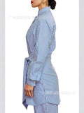 Women's Striped Long Shirt Casual Long Sleeve Dress