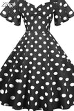 Women Summer Dress Butterfly Sleeve Swing Vintage Dresses Robe Femme Elegant Green Polka Dot Party Sundress