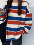 Vintage Striped Pullover Sweatshirt- Outfit
