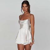 Summer New Sexy Slimming Bare Back Solid Color Sling Dress