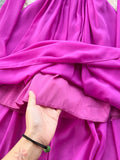 Vintage Purple/Green/Orange Long Dress Women Elegant Stand Collar Flare Sleeve High Waist A-Line Slim Tie Flower