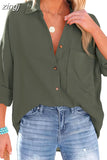 Spring Green Button Up Shirts Women Cotton Long Sleeve Blouses Korean Office Lady Blouse Summer Basic White Blue Tops