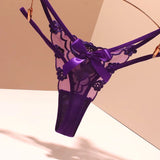 Sexy Embroidery Lady T-Word T-Tants Lace Transparent Hollow Seduction Hot Red Life Year