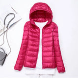 Autumn Winter New Super Light Female Light Hooded Down Jacket Light Female Slim To Add Large Size Light Coat Tide-Outfit