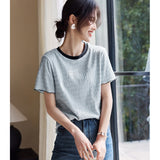 Collage Texture Of Wood Ear By The Short-Sleeved T-Shirt Women's Summer Splicing Color Design Design Slim Slim
