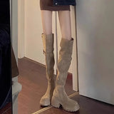 Show High] Maillard Two Folded Over The Knee Long Boots Women Thick And Thick Bottom Increase Display Thin High Barrel Knight