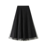 Silk Folded Skirt Net Yarn Half-Dress Woman Long Yarn Skirt On Both Sides Of The