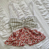 Printed Patchwork Tube Crop Top-Outfit