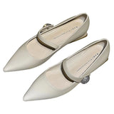 Zingj Pointed Mary Jane Shoes Female Late Evening Wind Gentle Retro Word Buckle Lady Temperament Thick Heel Low Heel Shoes-Outfit