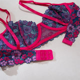 Purple Floral Lingerie Set- Outfit
