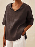 Summer New Women's Solid Cotton Loose Top T-Shirt Short