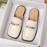 And Autumn Bag Head Half Slippers Female French Way Head Metal Chain Lazy Outside Wearing A Foot Pedal Muller Shoes