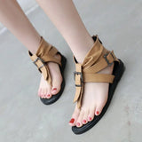 Shoes Summer 2025 New Retro Roman Shoes Belt Buckle Toe Flat Summer Shoes
