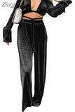 Women Ruched Suits Loose Bandage Blouses Tie-up Shirts Tops Matching Set Wide Leg Patns Trousers Elegant 2