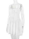 White Corset Lace Flare Mini Dress-Outfit