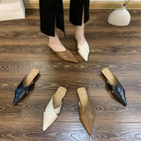 Shoes 2025 Summer New Flat Cool Slippers French Head Tip Flat And Folded Half Slippers Women