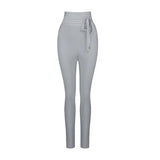 Sexy Women Pants 2022 New Summer Fashion High Waist Skinny Ties Female Solid Long Pencil Party Bodycon Bandage