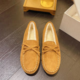 Dou Shoes Single Shoes Winter 2025 New Korean Version Of Women's Suede Flat Casual Shoes Lazy People A Foot Pedal Cotton Shoes
