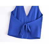 White Halter Top Female Off Shoulder Crop Tops For Women Sexy Sleeveless Backless Top Woman Tied Streetwear Summer
