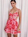 Women's Sling Dress Dress Print Decoration Lace Side Sex-Snender Body Girl