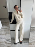 And Winter New Lazy Windy Open Shirt Sweater Set Women's Comfortable Top + Pants Knitted Two