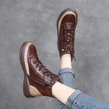 Martin Boots Women Retro Water Wash Skin With Beef Rib Bottom Boots Flat Base Soft Bottom Boots Plus