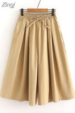 Women Summer Shorts Skirts Solid Elastic Waist Loose Casual Elegant Cotton Wide Leg Pants Korean Style Girls Midi