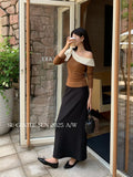 Xixi 2025 Autumn White Standard Temperament Commuter Solid Color Thin Waist Half-Body Skirt With Hip Pencil Skirt