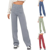 Trousers High Waist Pocket Wide Leg