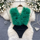 Zingj Three-Dimensional Flower Splicing Jumpsuit Female Stage Performance Dancing Clothes Pure Desire Hot Girl Bottom