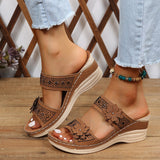 2025 Flower Sandals Women's Shoes Line Leisure Vacation Beach Slope And Comfortable Large