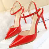 Shoes Fashion Sandals Women 2022 Patent Leather High Heels Women Sandals Summer Heeled Sandals Pointed Toe Women