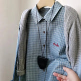 Gray Plaid Shirt Women 2025 Spring And Autumn New Loose Lazi Folding Shirt Coat
