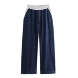 Women's INS Burst Fashion Casual With Cowboy Splicing Sweating + Trousers