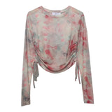 Design With A Thin-Dyed Sexy Mesh Long-Sleeved Sunscreen T-Shirt With A Short Top