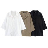 Women's Explosive Linen Long-Sleeved V-Neck Casual Shirt + Linen Mid-Rise Wide-Legged