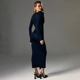Pleated Tassel Long Sleeve Maxi Dress- Outfit