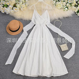 Zingj Gentle Wind Dress Goddess Seaside Resort Dress Ins Careful Machine Back Strap Waist