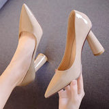Famous Single Shoe Women In The Summer Of 2025 New Shallow Thick Heel Women's Shoes Temperament Tip-Tip High-Heeled