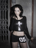 Y2K Summer New Female T-Shirt Millennium Hottie Gothic Style Long-Sleeved Woman T Fashion